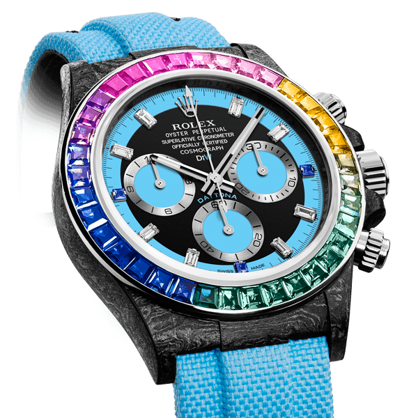 "Rainbow Collection" is released by using the DIW's custom ROLEX from a sapphire for Bezel.