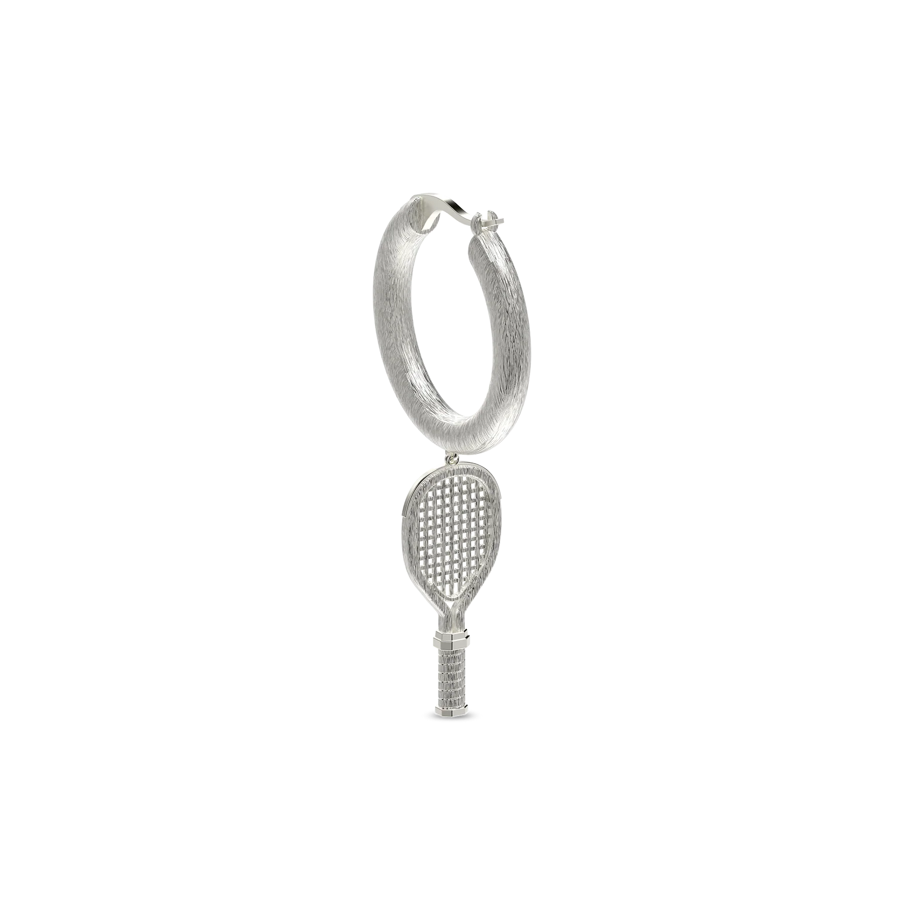 'The Tennis' Racket Hoop Earring, White Diamond