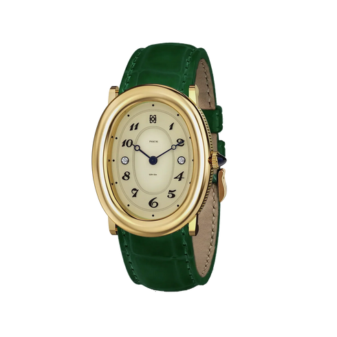 Oval Bubble Diamond Watch - Lush Green