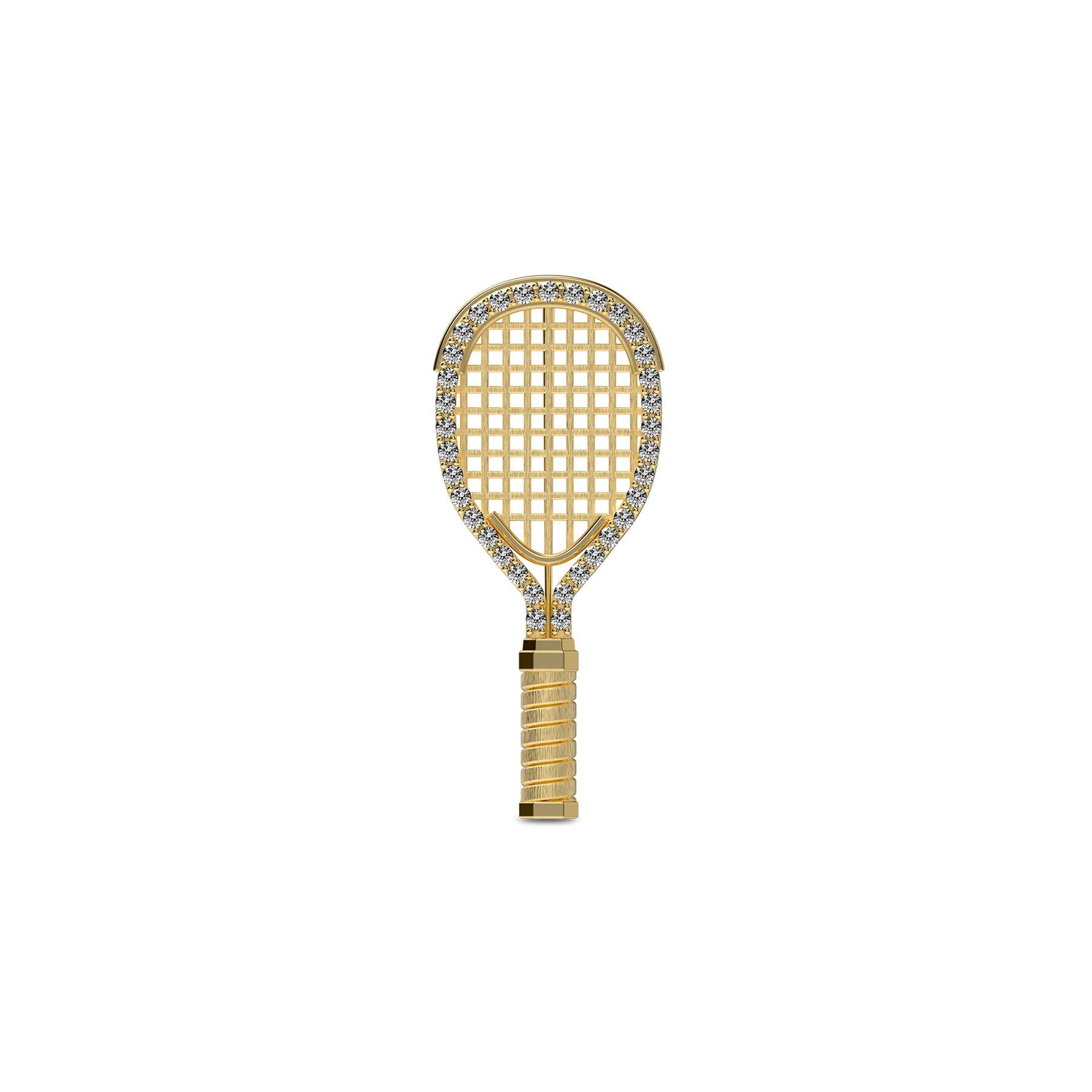 'The Tennis' Racket Brooch, White Diamond Halo
