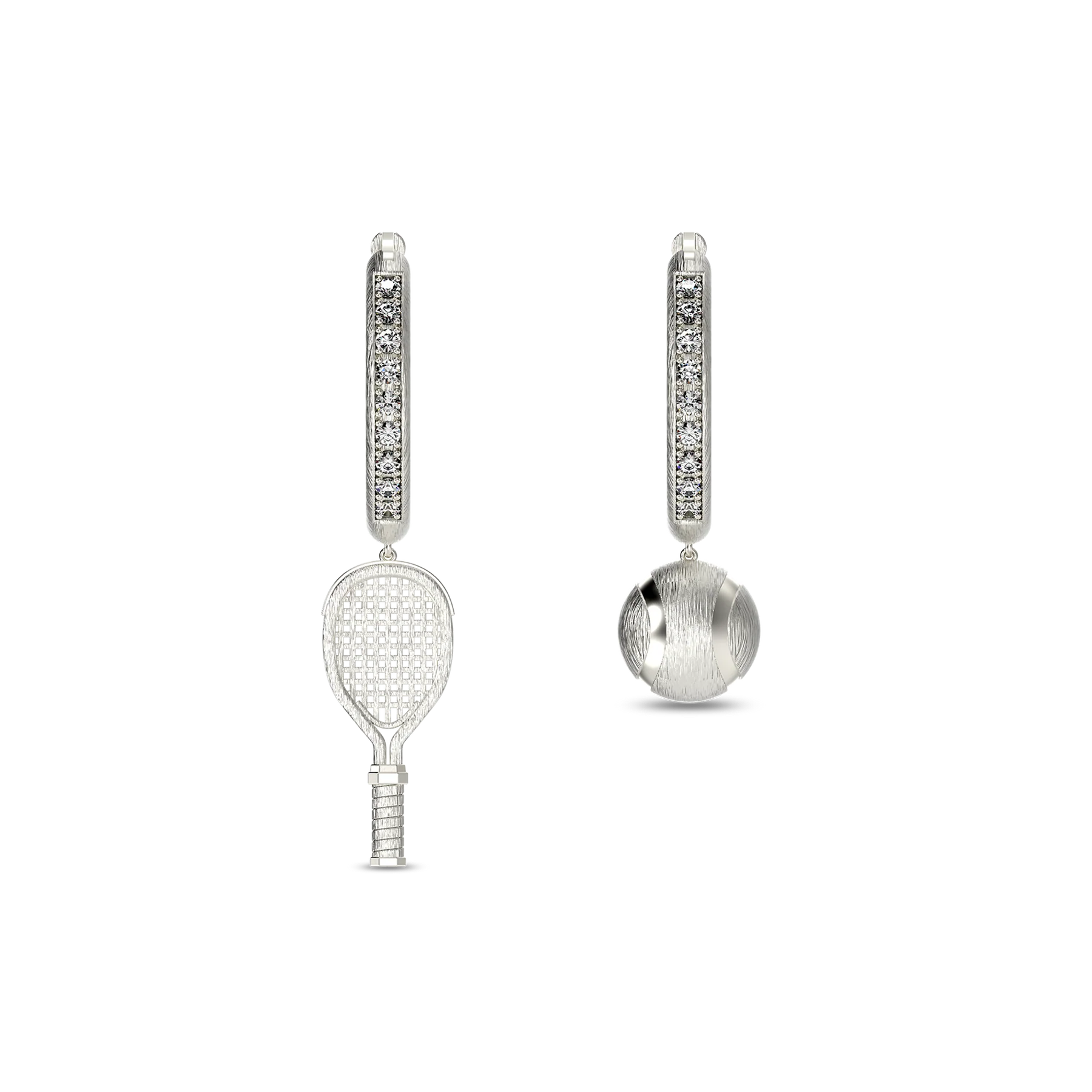 'The Tennis' Hoop Earrings, White Diamond