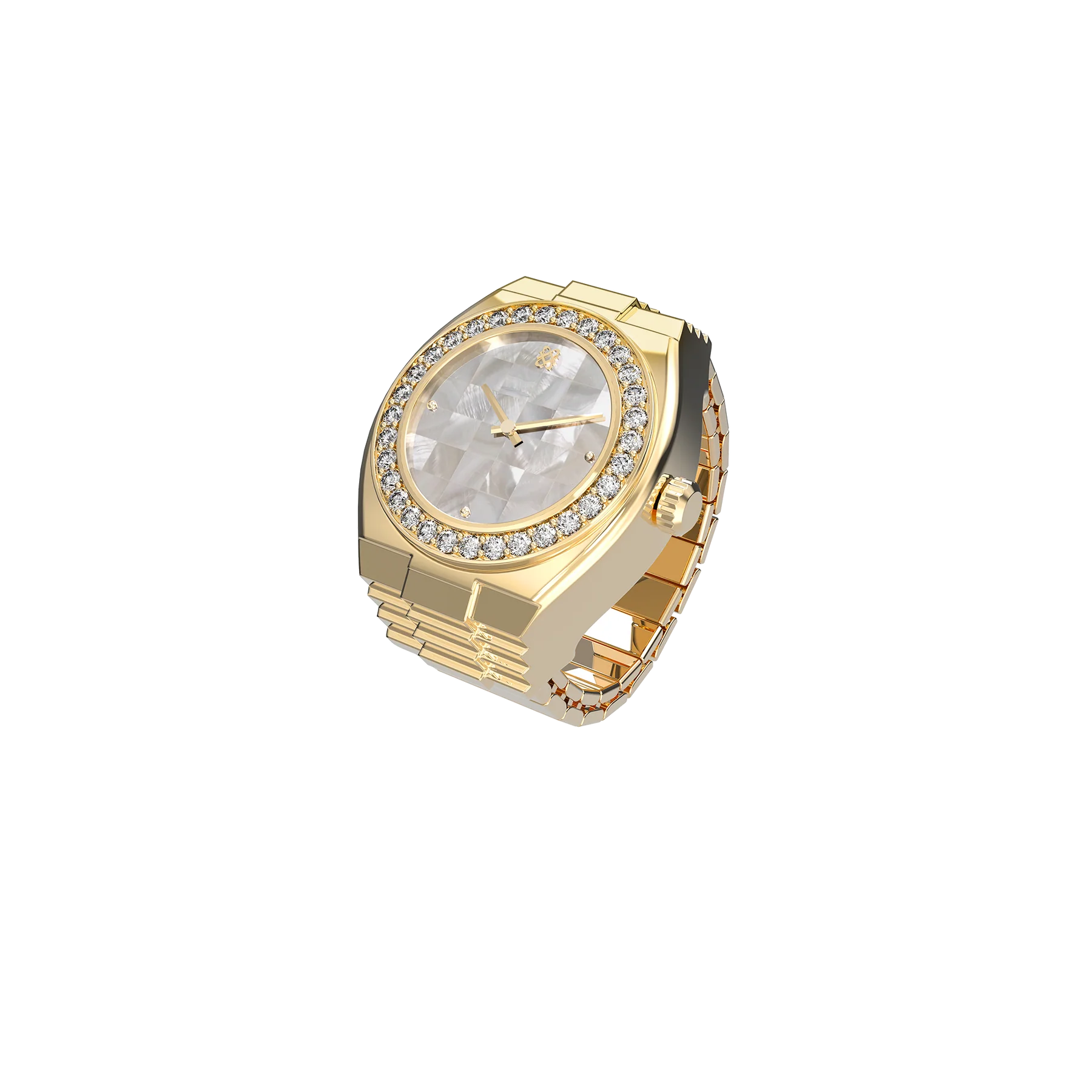 Luxe Classic Diamond Watch Ring - Checkered Mosaic