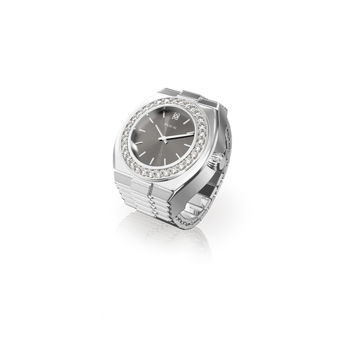 Luxe Classic Diamond Watch Ring - Silver Serenade