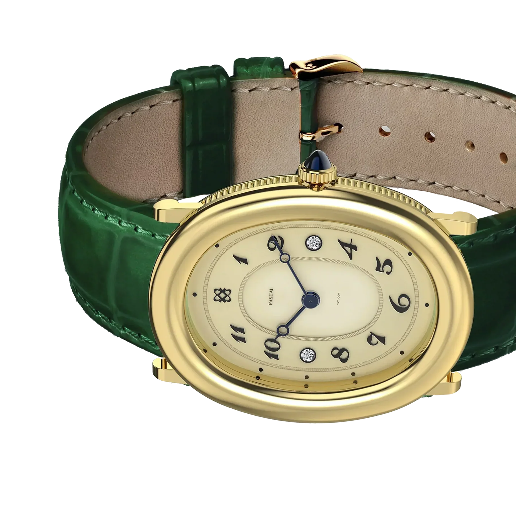 Oval Bubble Diamond Watch - Lush Green