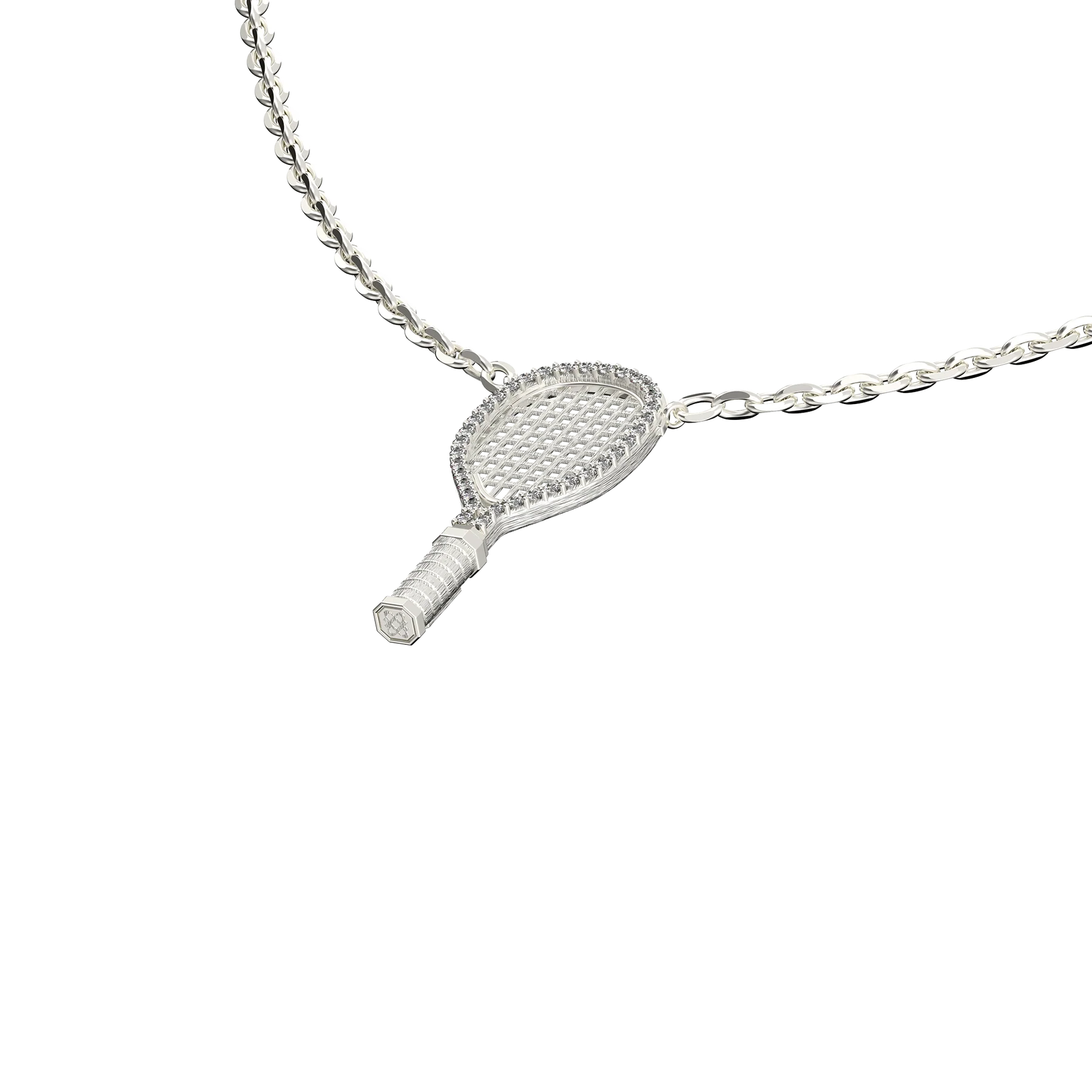 'The Tennis' Necklace, White Diamond Halo