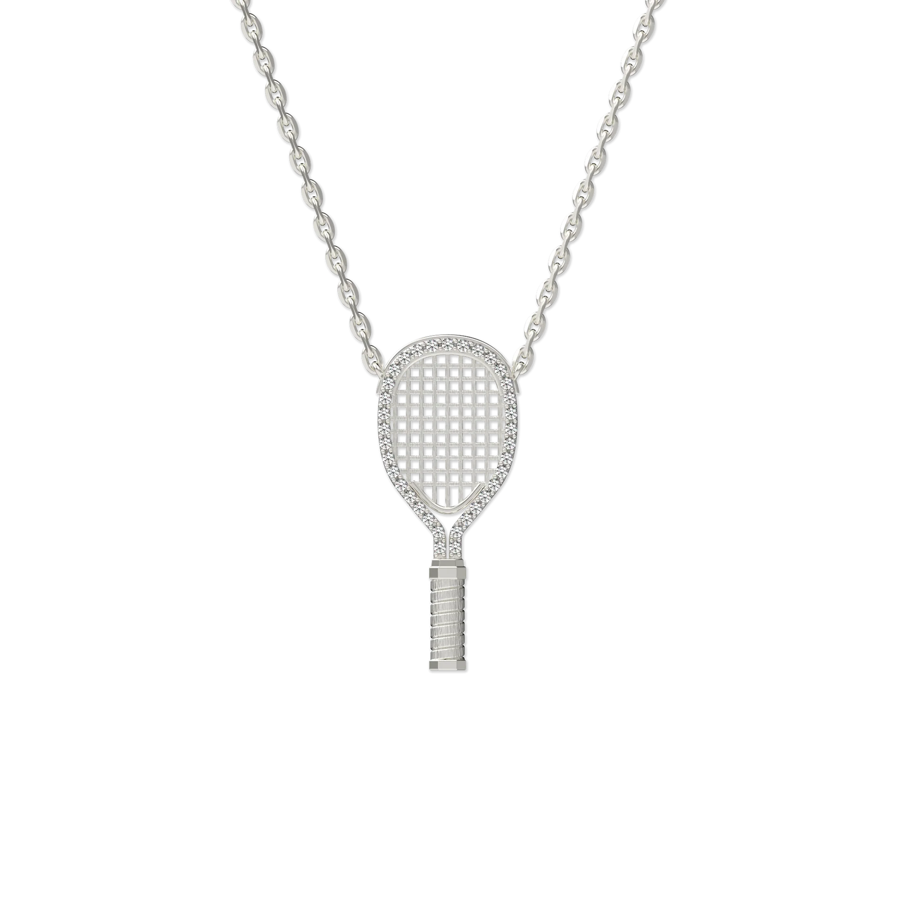 'The Tennis' Necklace, White Diamond Halo
