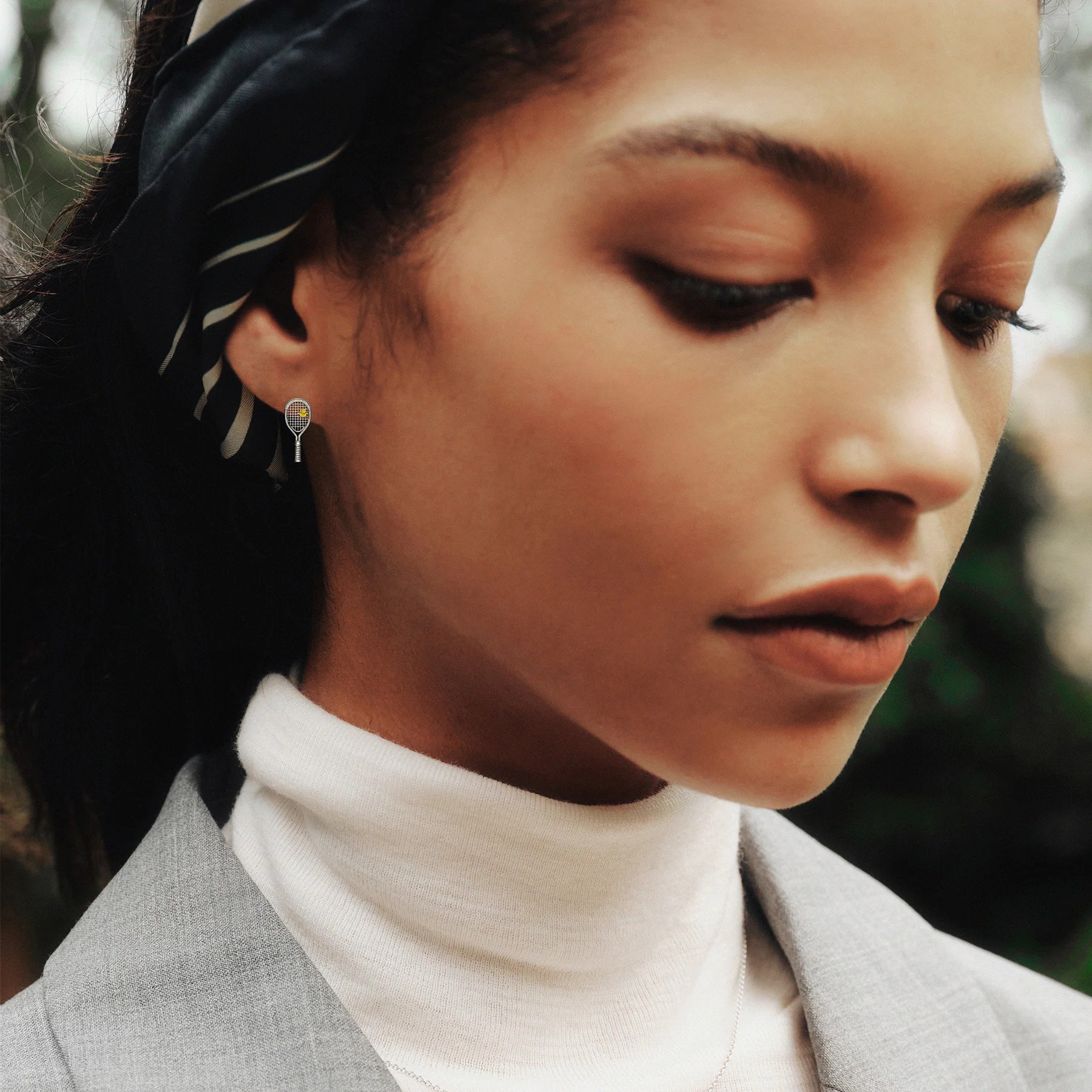 'The Tennis' Racket Stud Earring, Yellow Diamond