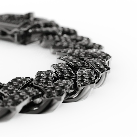 Necklace - Cuban Iced - Black