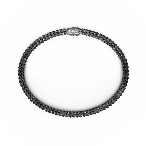 Necklace - Cuban Iced - Black