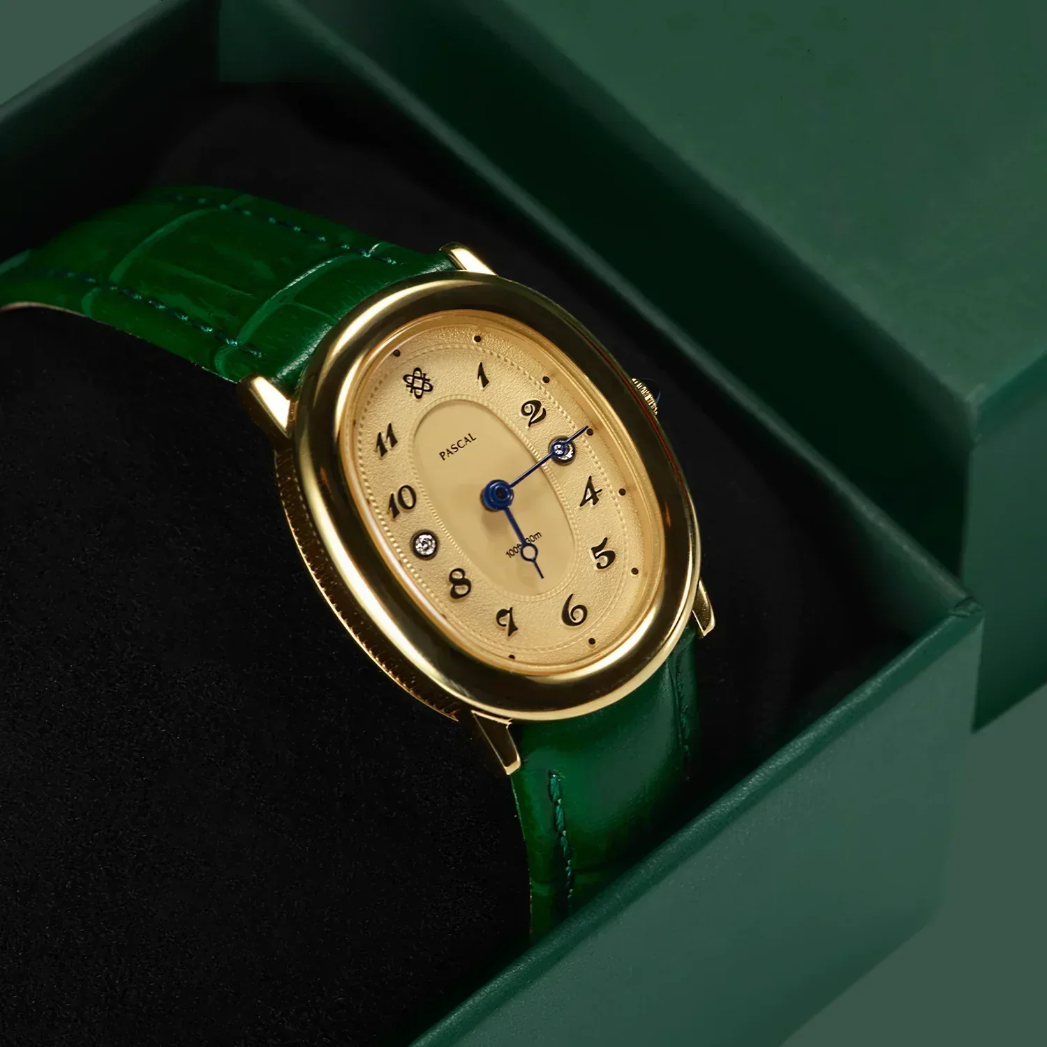 Oval Bubble Diamond Watch - Lush Green