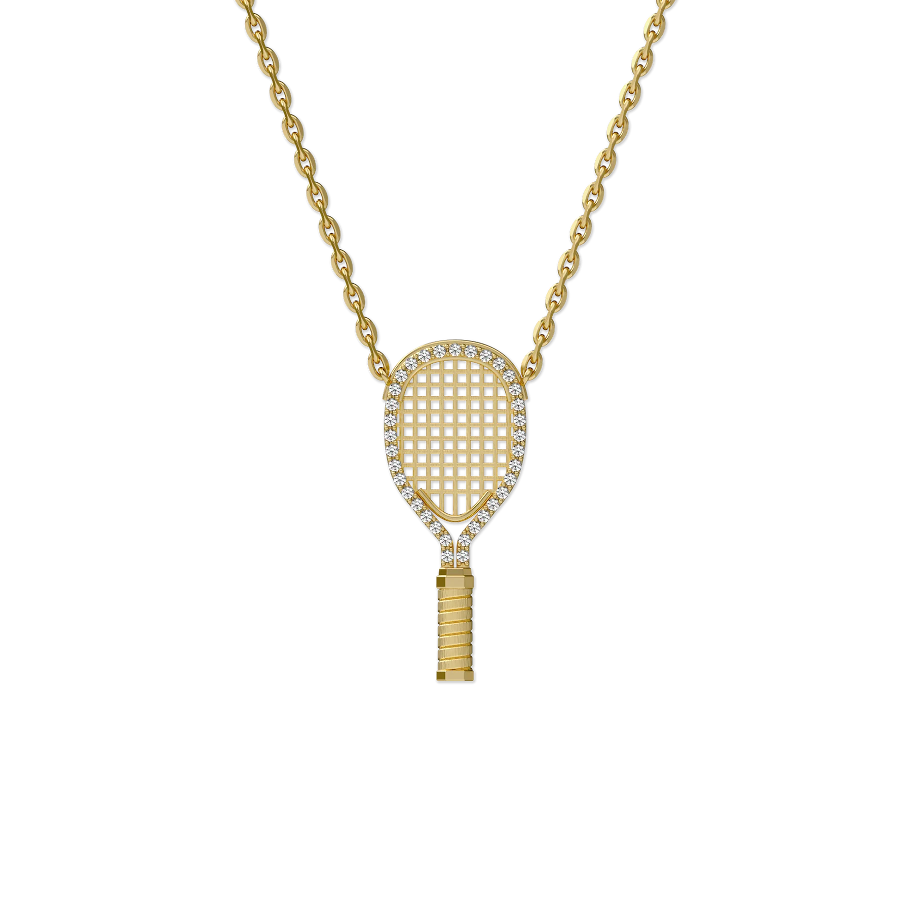 'The Tennis' Necklace, White Diamond Halo