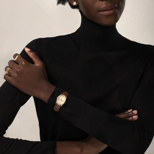 Oval Bubble Diamond Watch - Salmon Dial