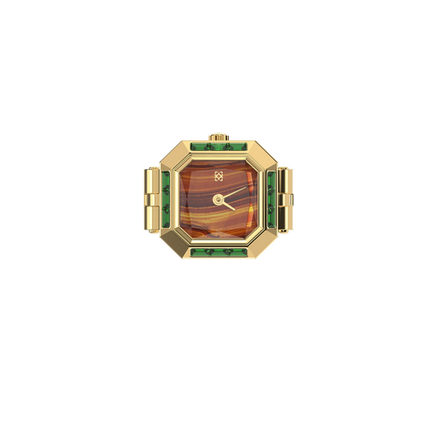 Sofia Prism Cocktail Watch Ring - Tiger Eye