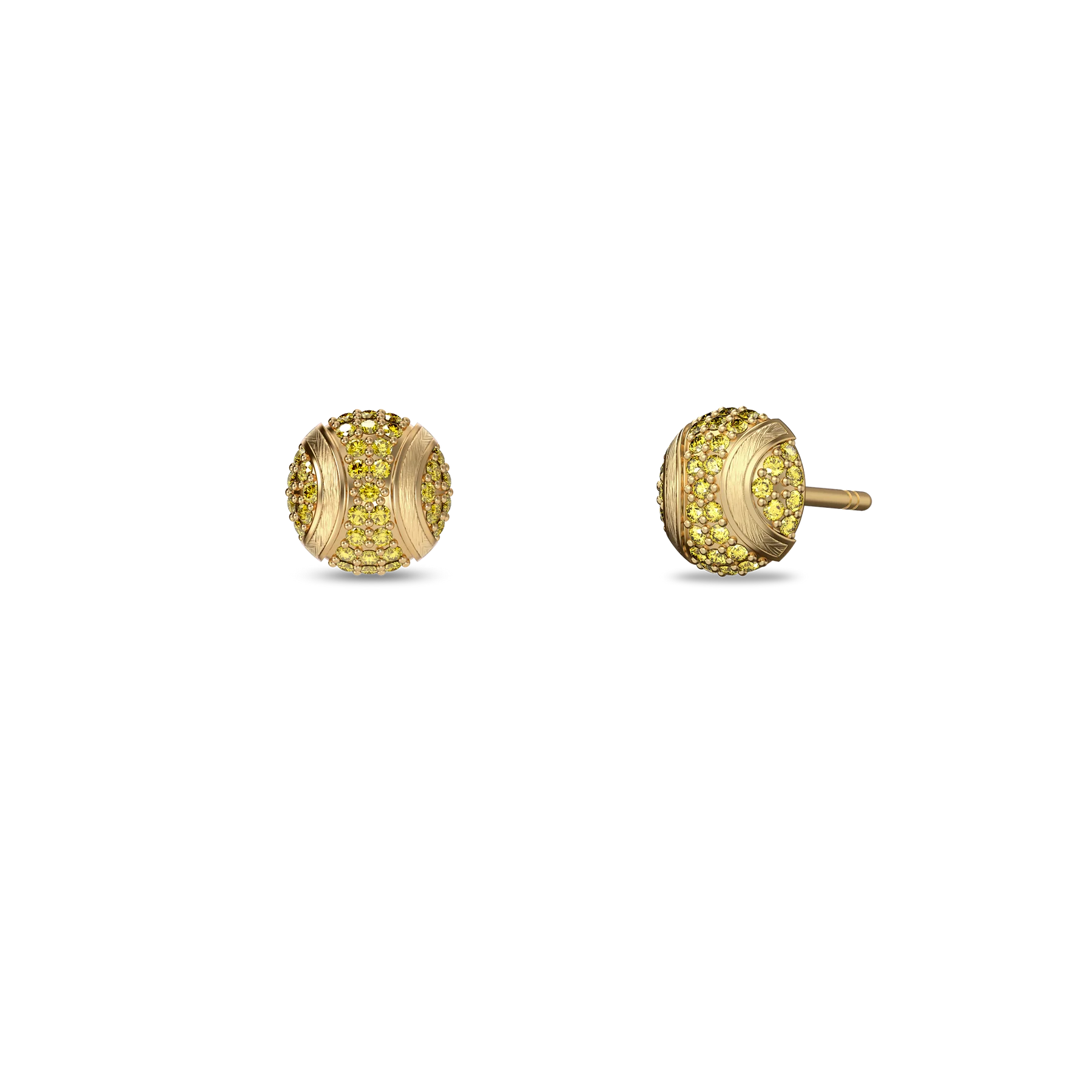 'The Tennis' Ball Stud Earring, Yellow Diamond Pavé