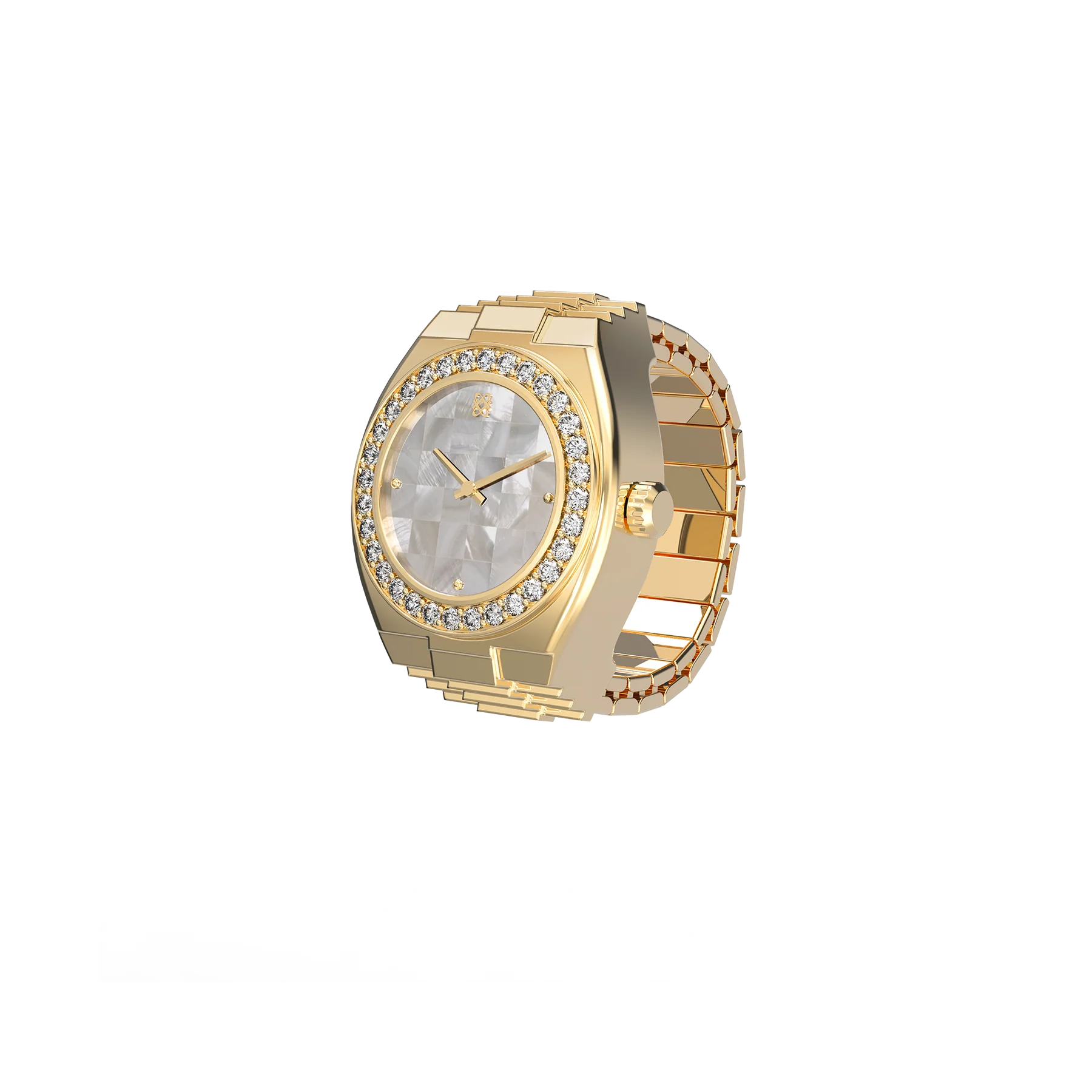 Luxe Classic Diamond Watch Ring - Checkered Mosaic
