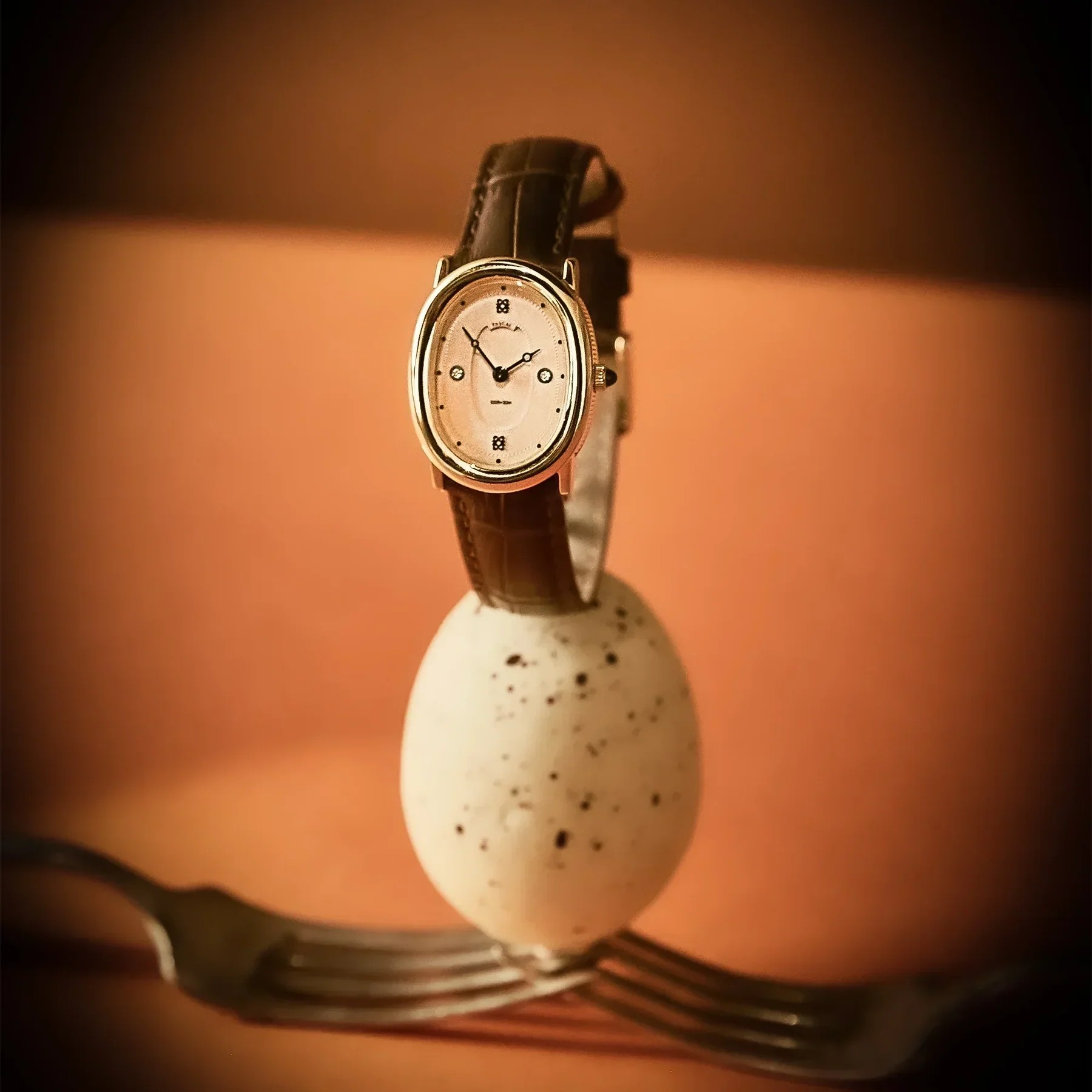 Oval Bubble Diamond Watch - Salmon Dial