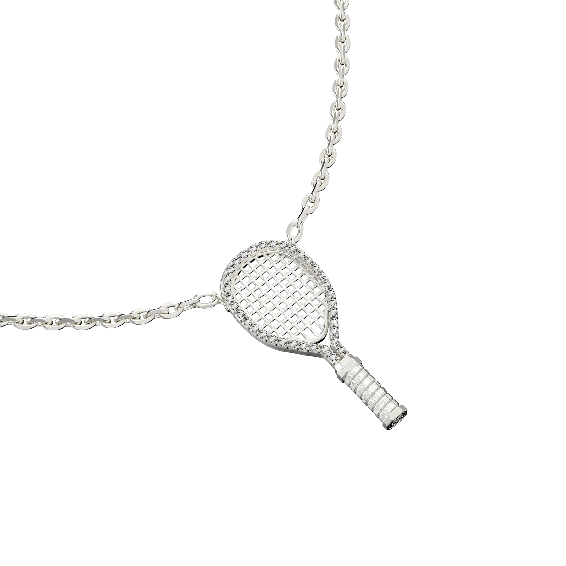 'The Tennis' Necklace, White Diamond Halo