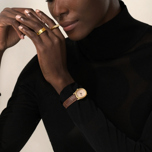 Oval Bubble Diamond Watch - Salmon Dial