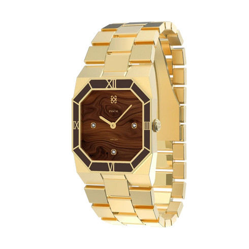Octagonal Enamel Diamond Watch - Woodland Evening