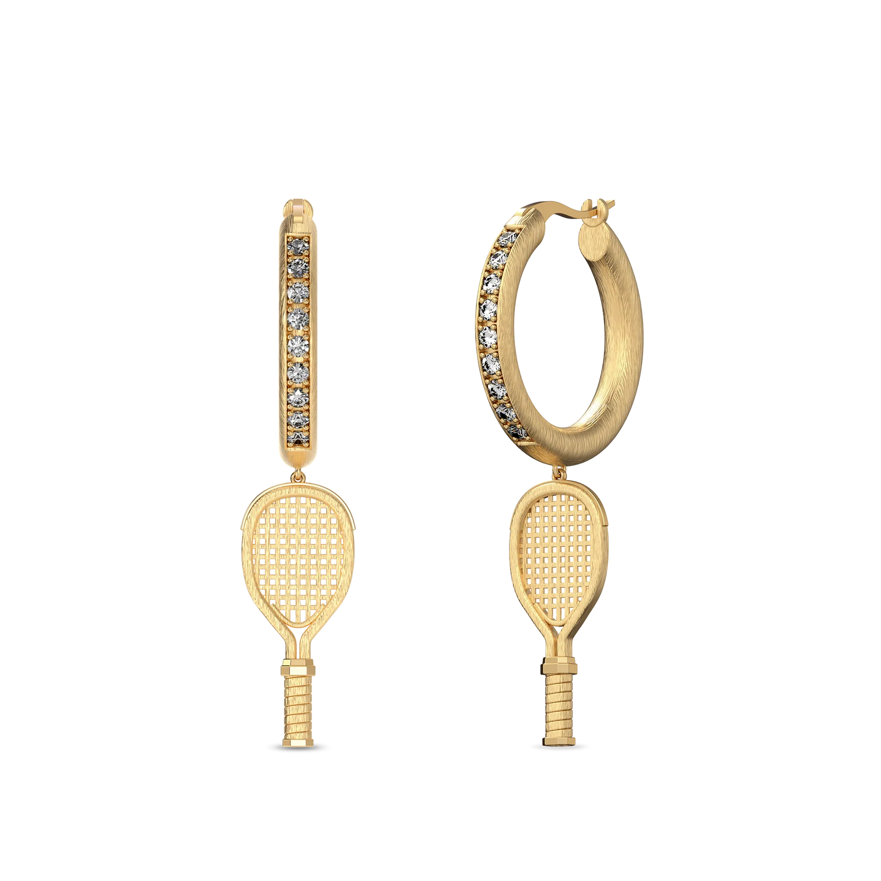 'The Tennis' Racket Hoop Earring, White Diamond