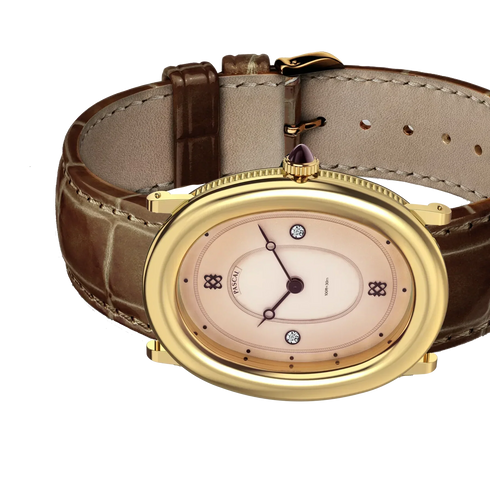 Oval Bubble Diamond Watch - Salmon Dial