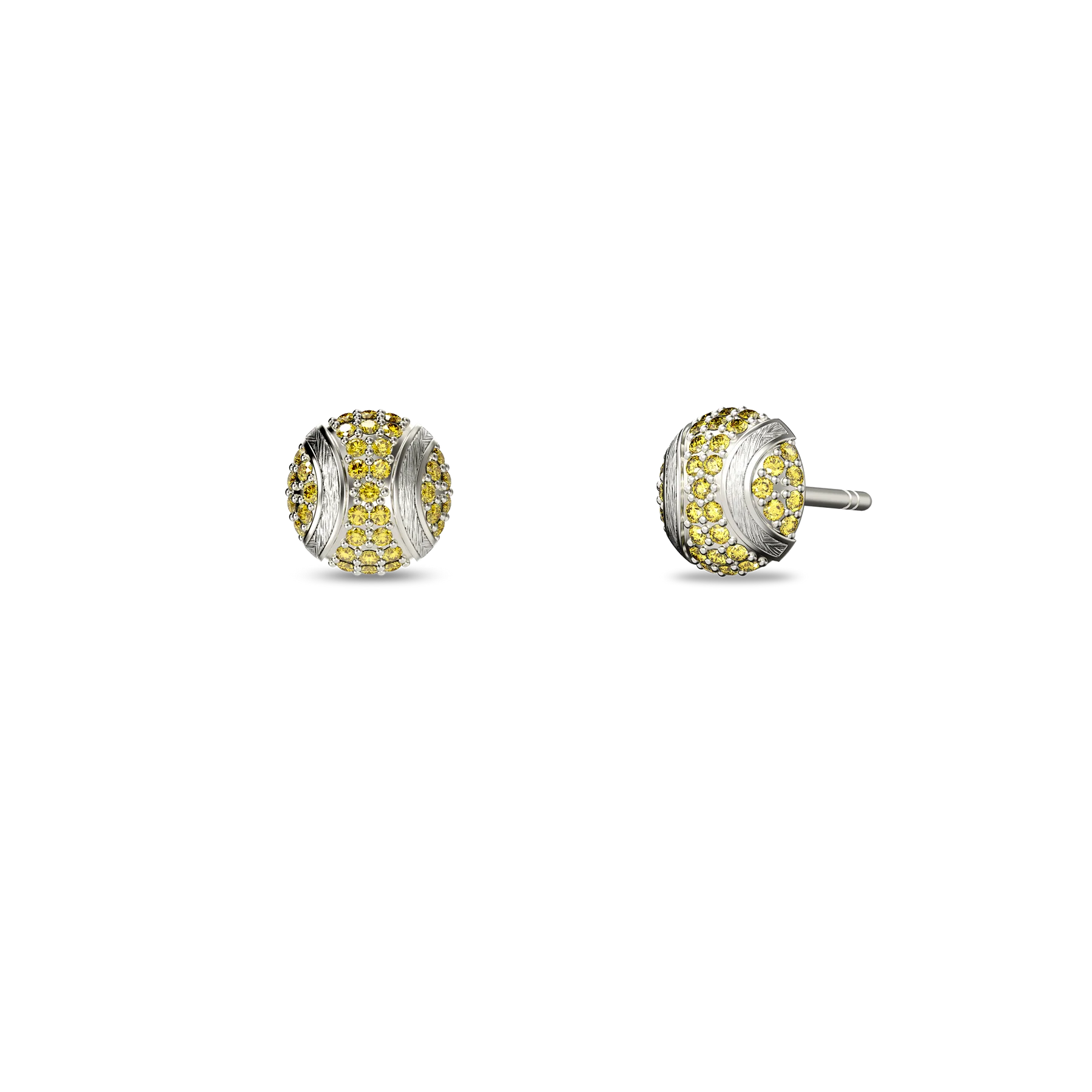 'The Tennis' Ball Stud Earring, Yellow Diamond Pavé