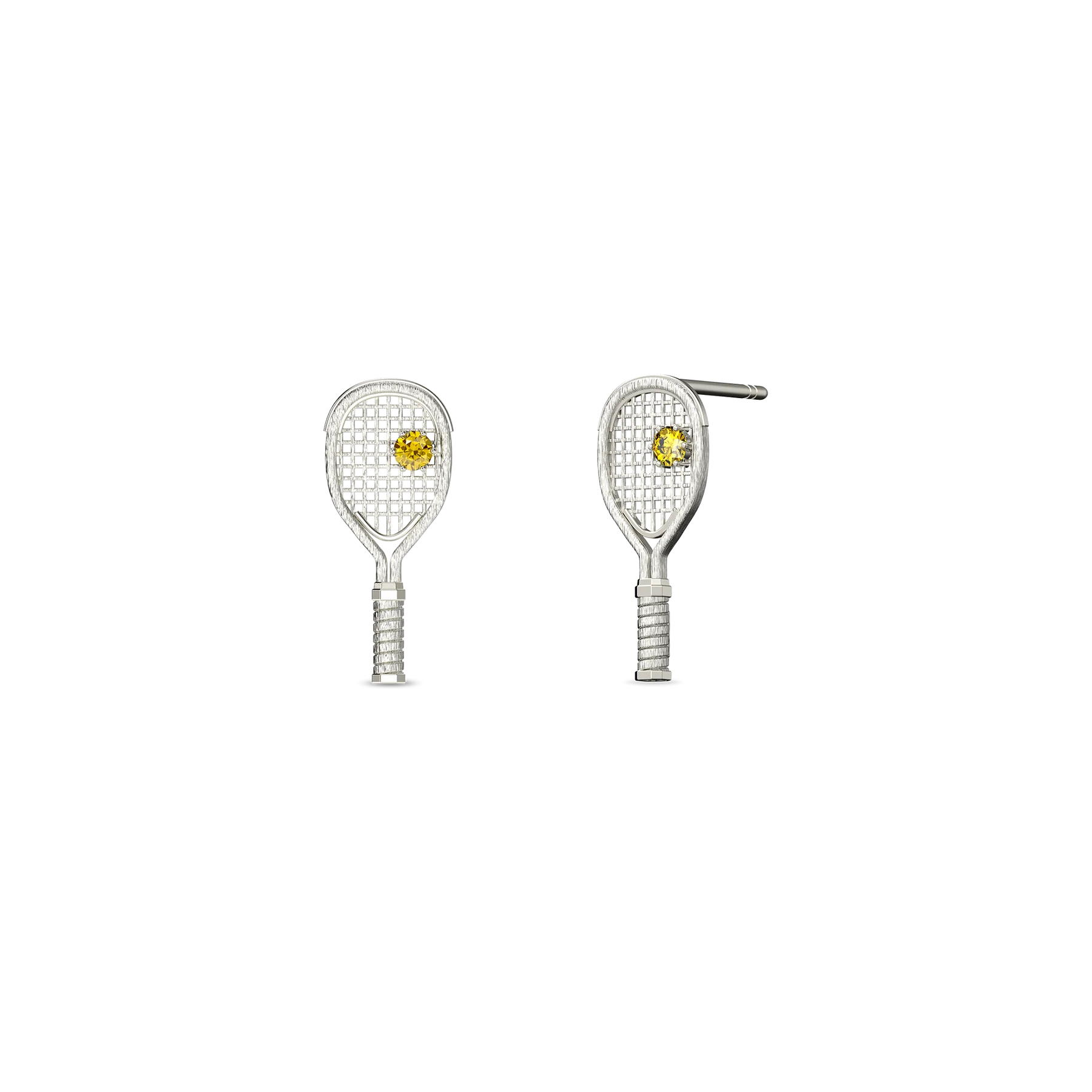 'The Tennis' Racket Stud Earring, Yellow Diamond