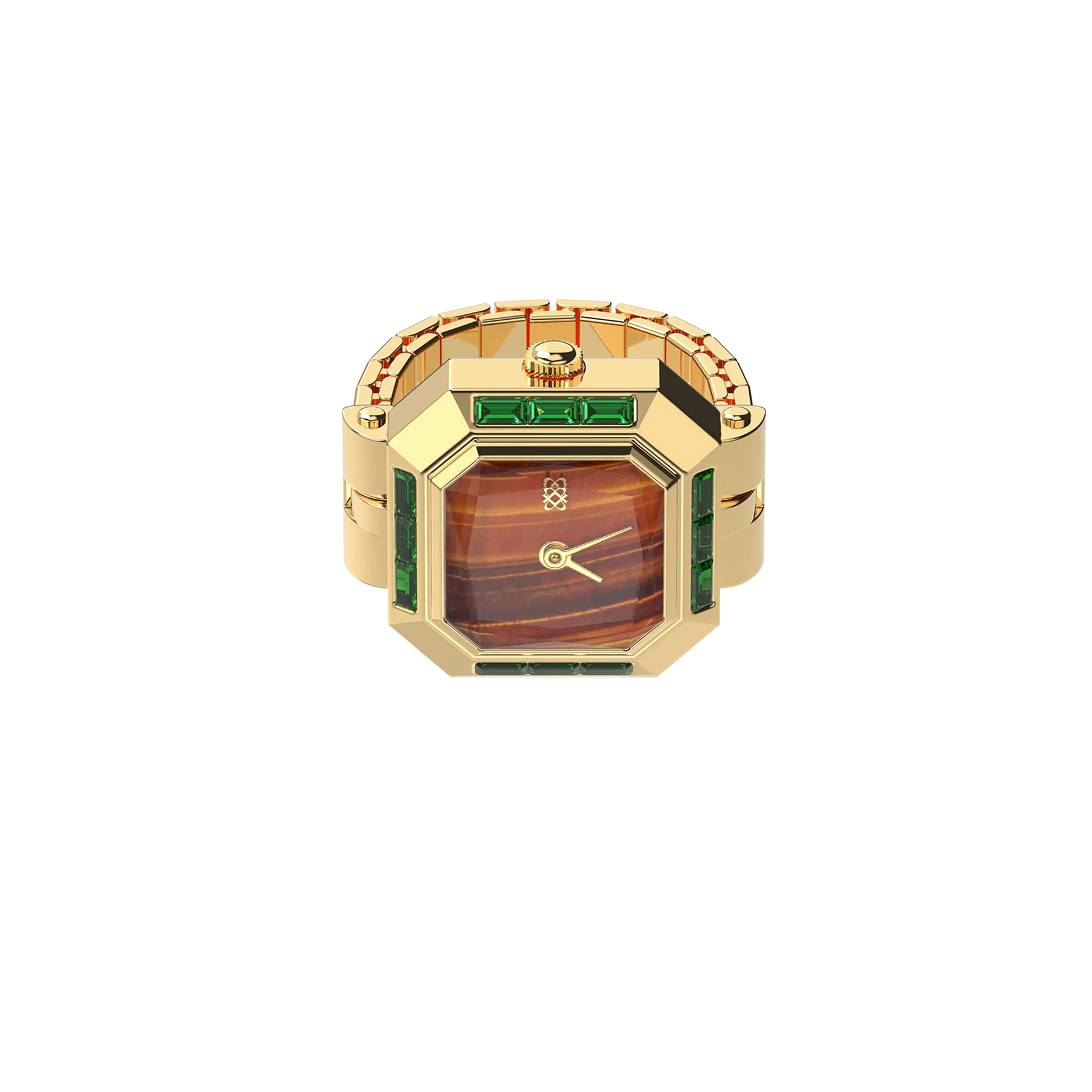 Sofia Prism Cocktail Watch Ring - Tiger Eye