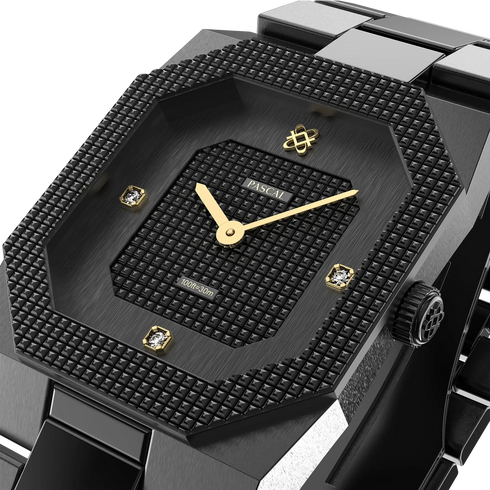 Octagonal Clou de Paris Diamond Watch - Shadow Warrior