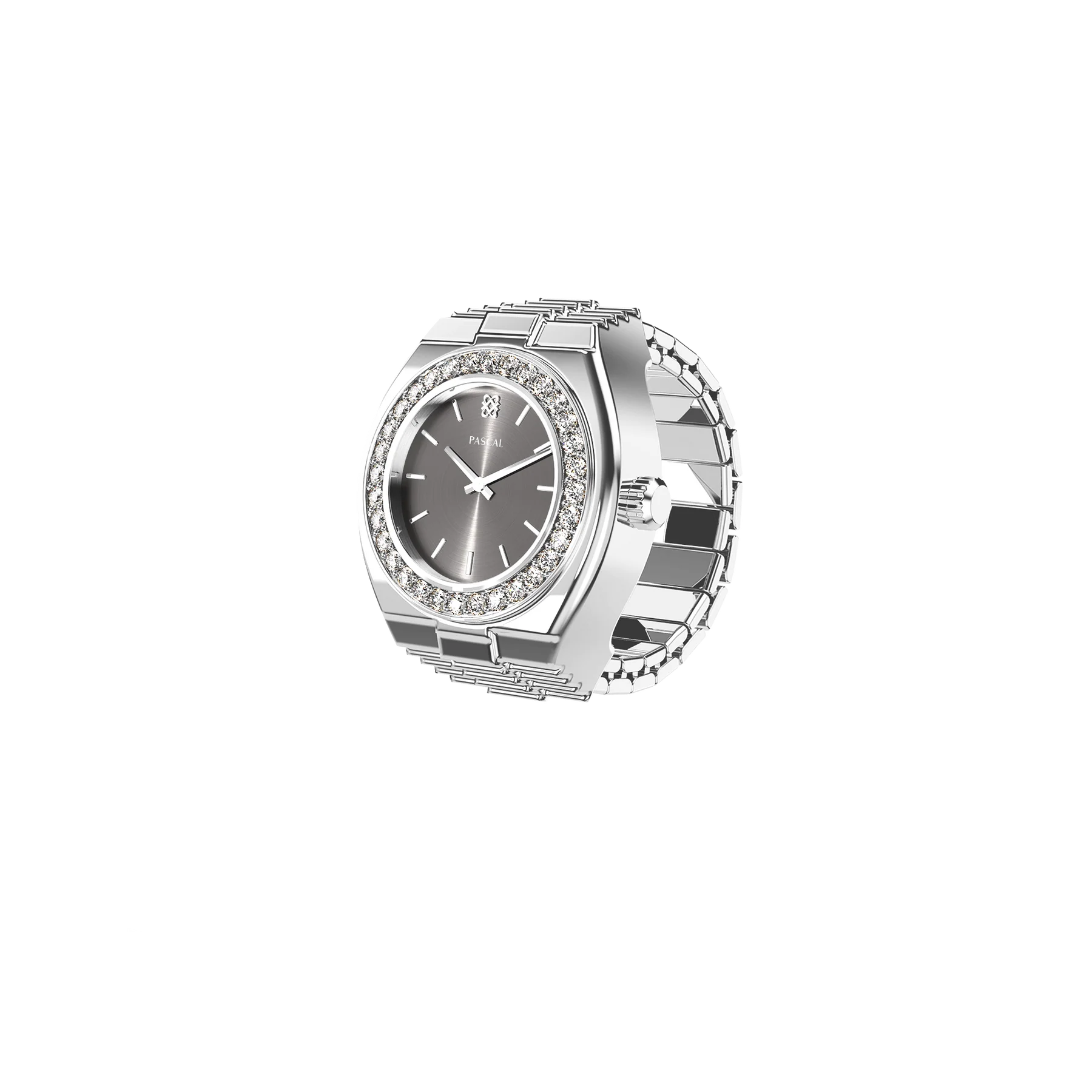 Luxe Classic Diamond Watch Ring - Silver Serenade