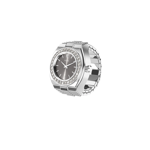 Luxe Classic Diamond Watch Ring - Silver Serenade
