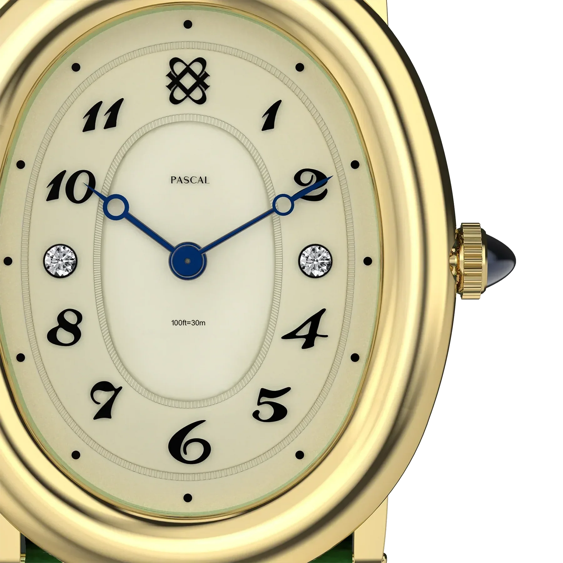 Oval Bubble Diamond Watch - Lush Green