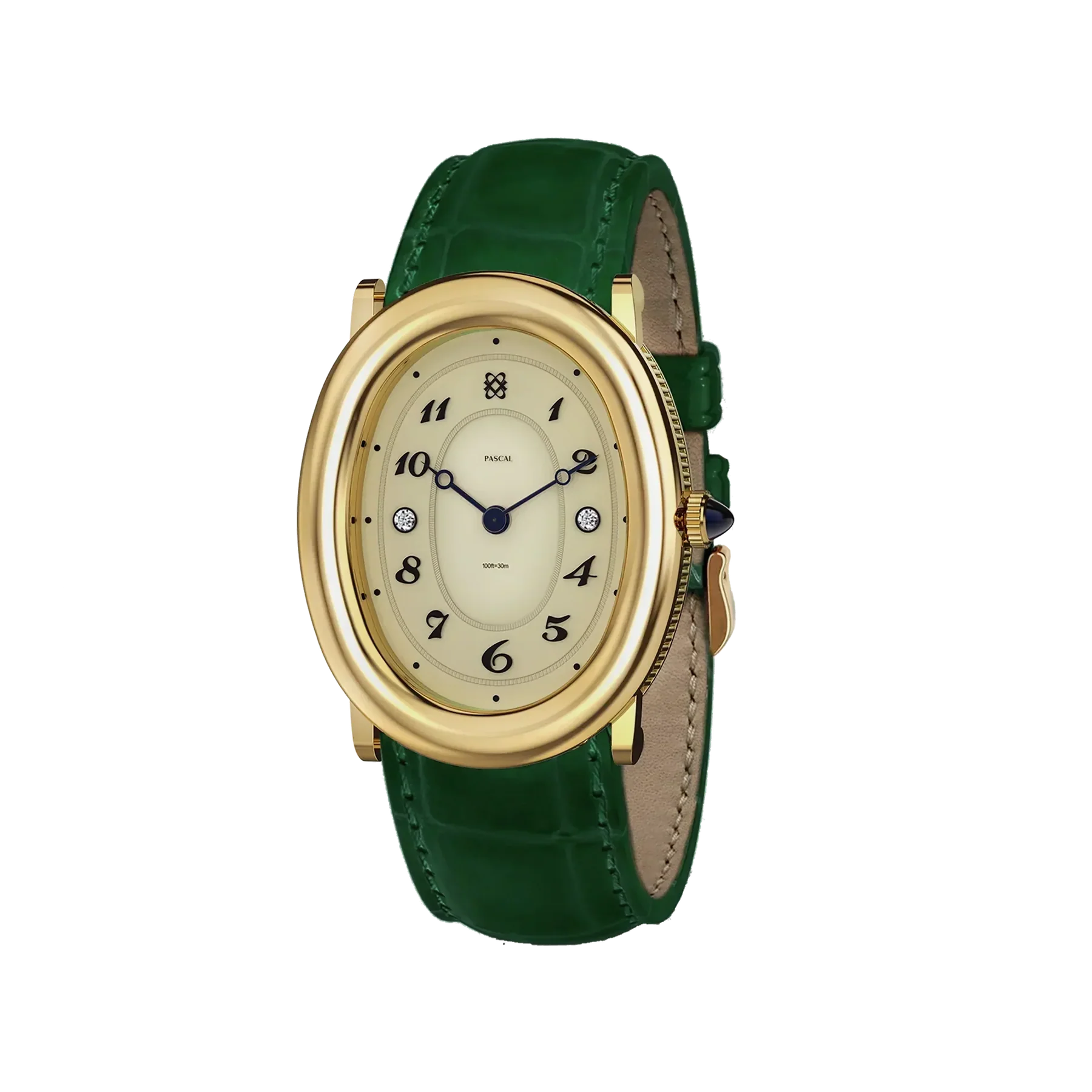 Oval Bubble Diamond Watch - Lush Green