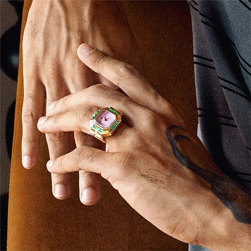 Sofia Prism Cocktail Watch Ring - Blueberry Fondant