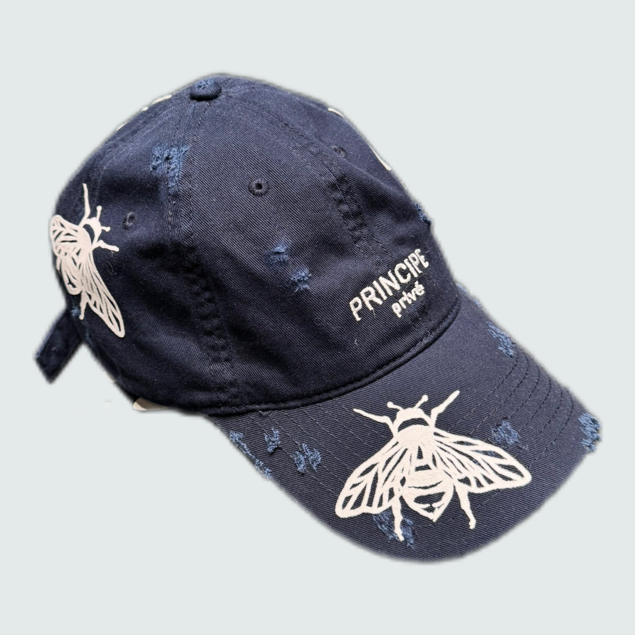 Damaged 2 Line Logo Cap - Navy