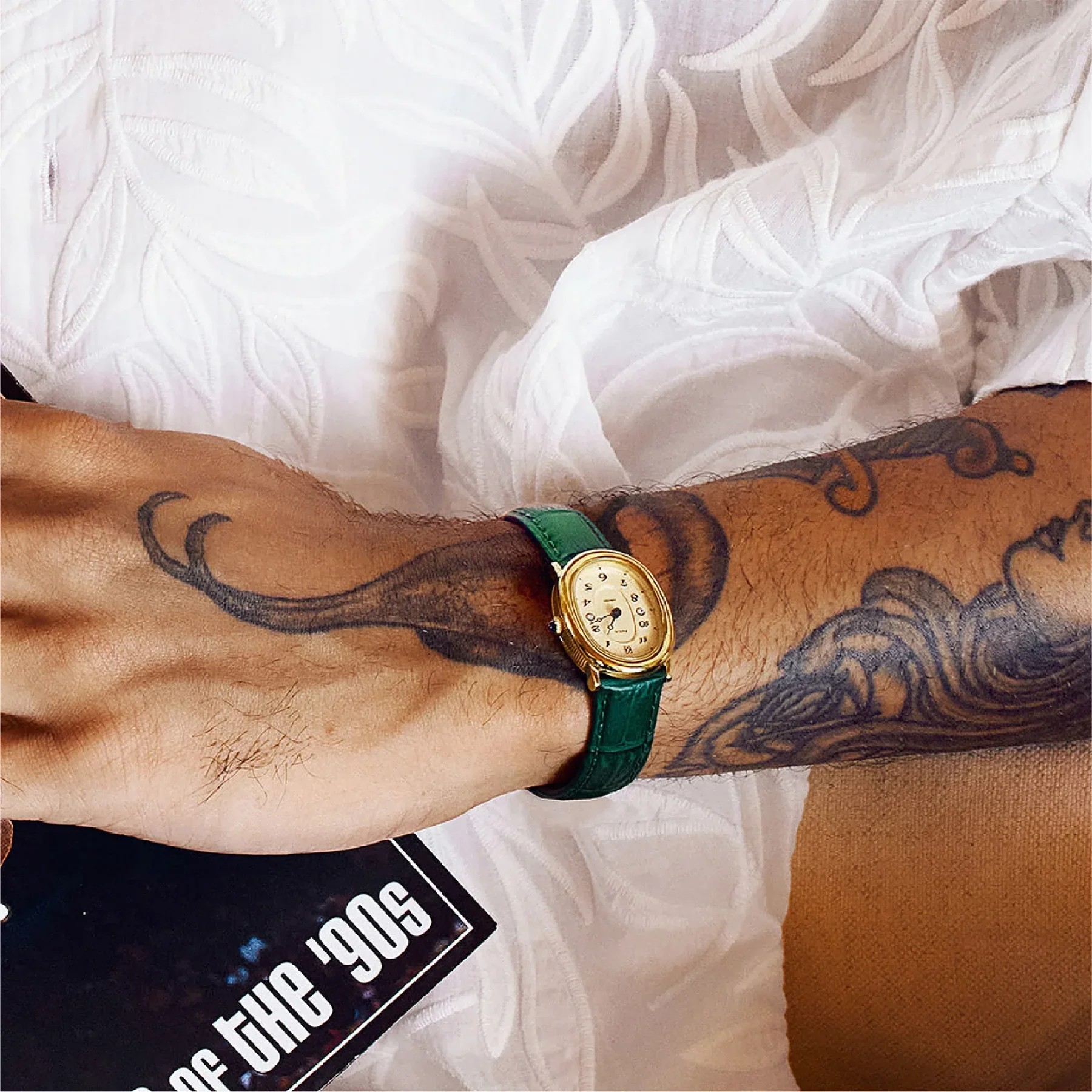 Oval Bubble Diamond Watch - Lush Green