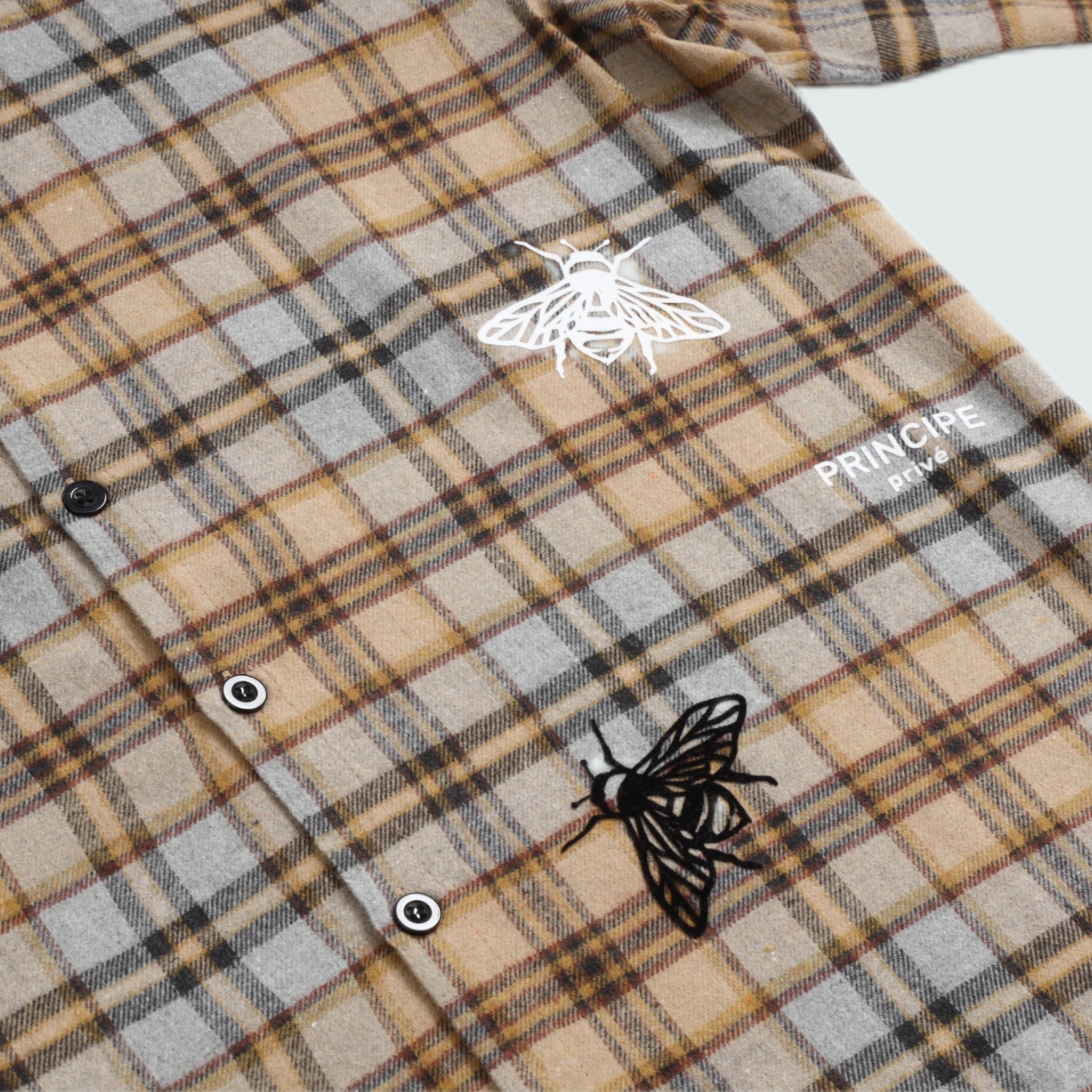 Beige BEE Plaid Shirt