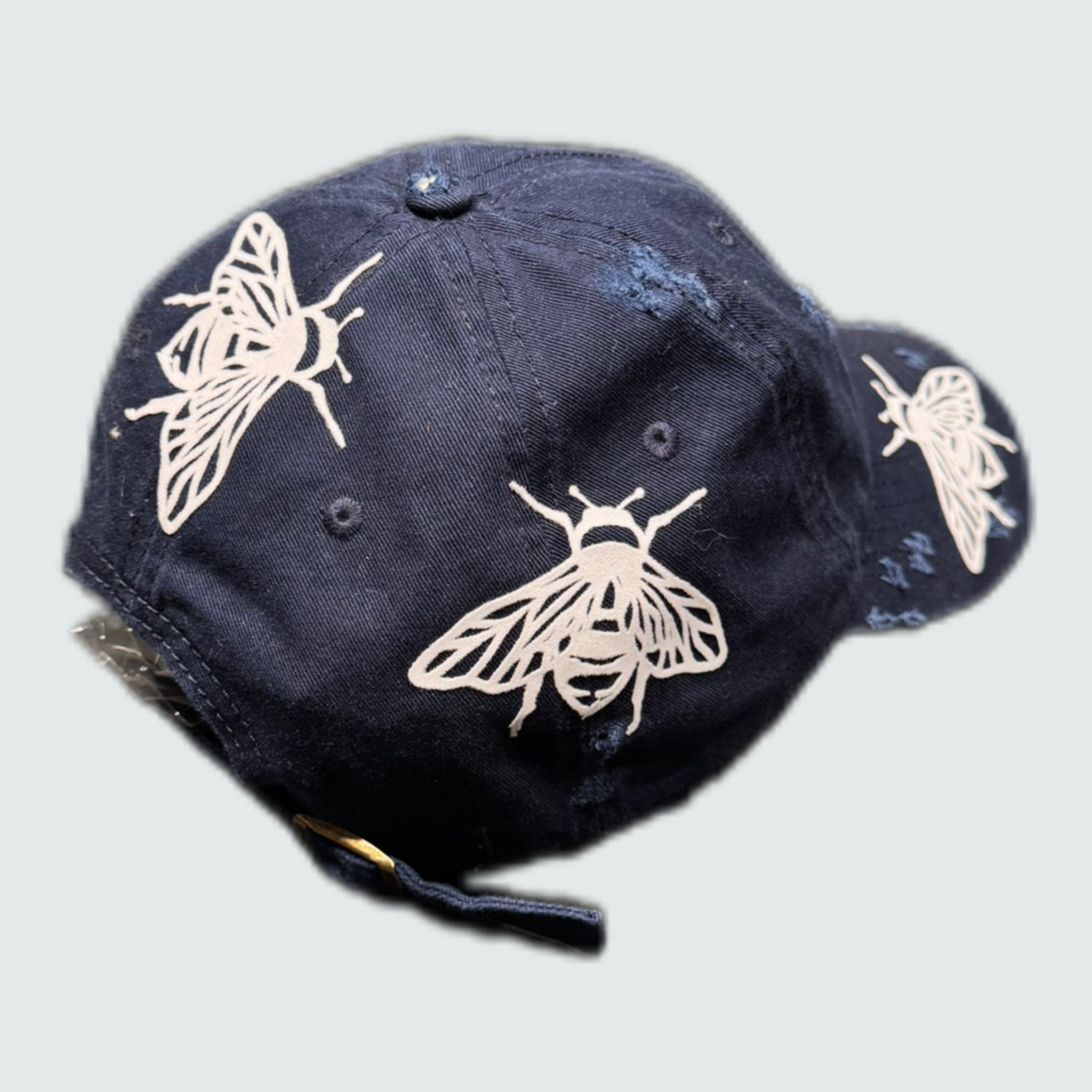 Damaged 2 Line Logo Cap - Navy