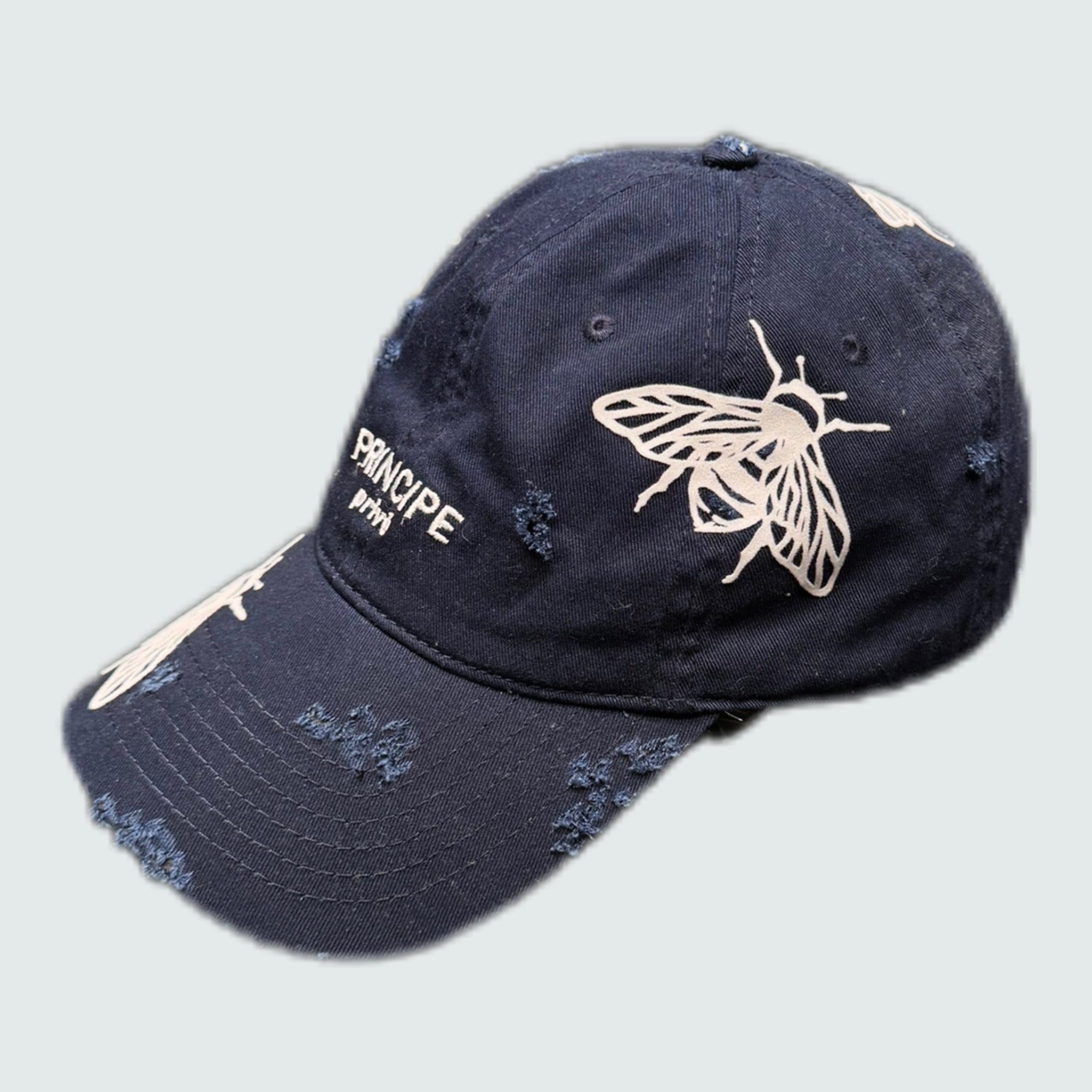 Damaged 2 Line Logo Cap - Navy