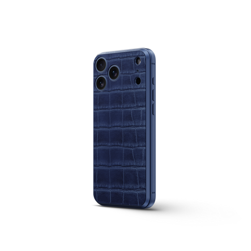 iPhone Case 17 / Magnetic Shield - Croco Embossed - Midnight Blue