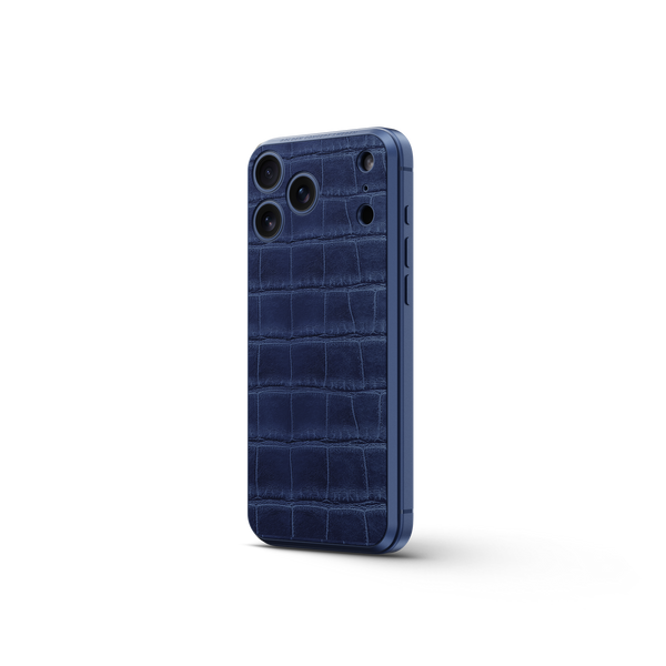 iPhone Case 17 / Magnetic Shield - Croco Embossed - Midnight Blue