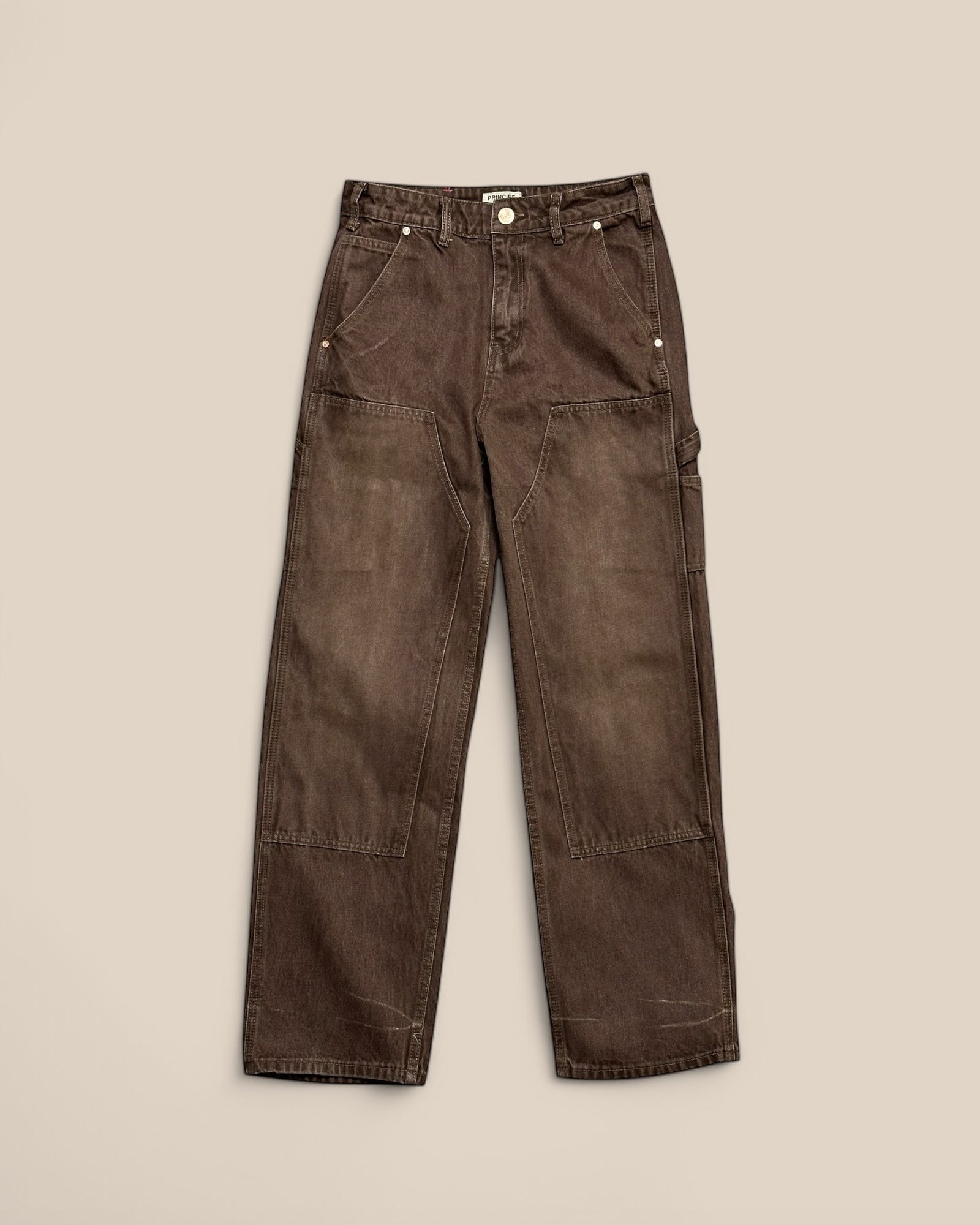 DOUBLE KNEE DENIM - BROWN