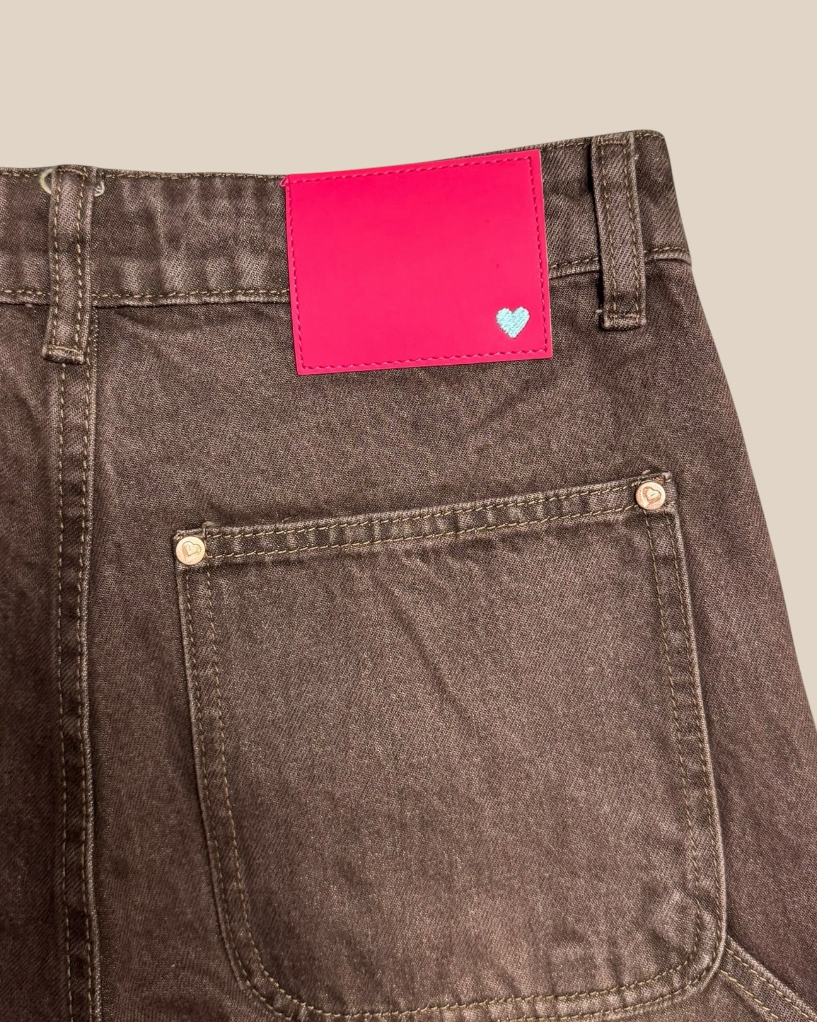 DOUBLE KNEE DENIM - BROWN