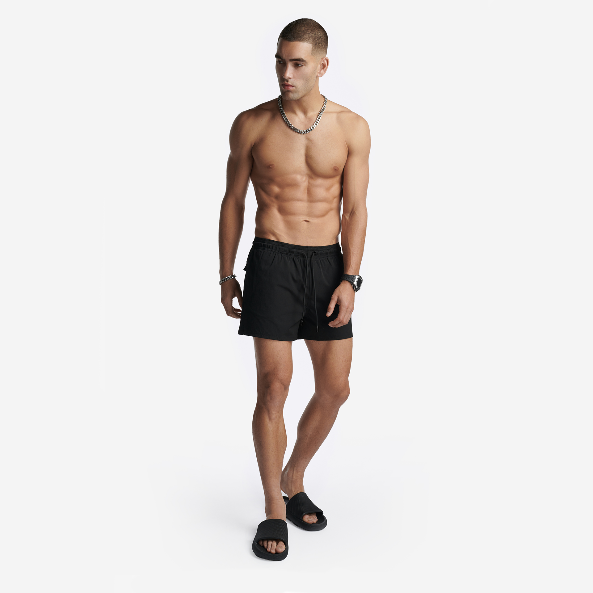 Swim Shorts Nylon - Black Embroidery 