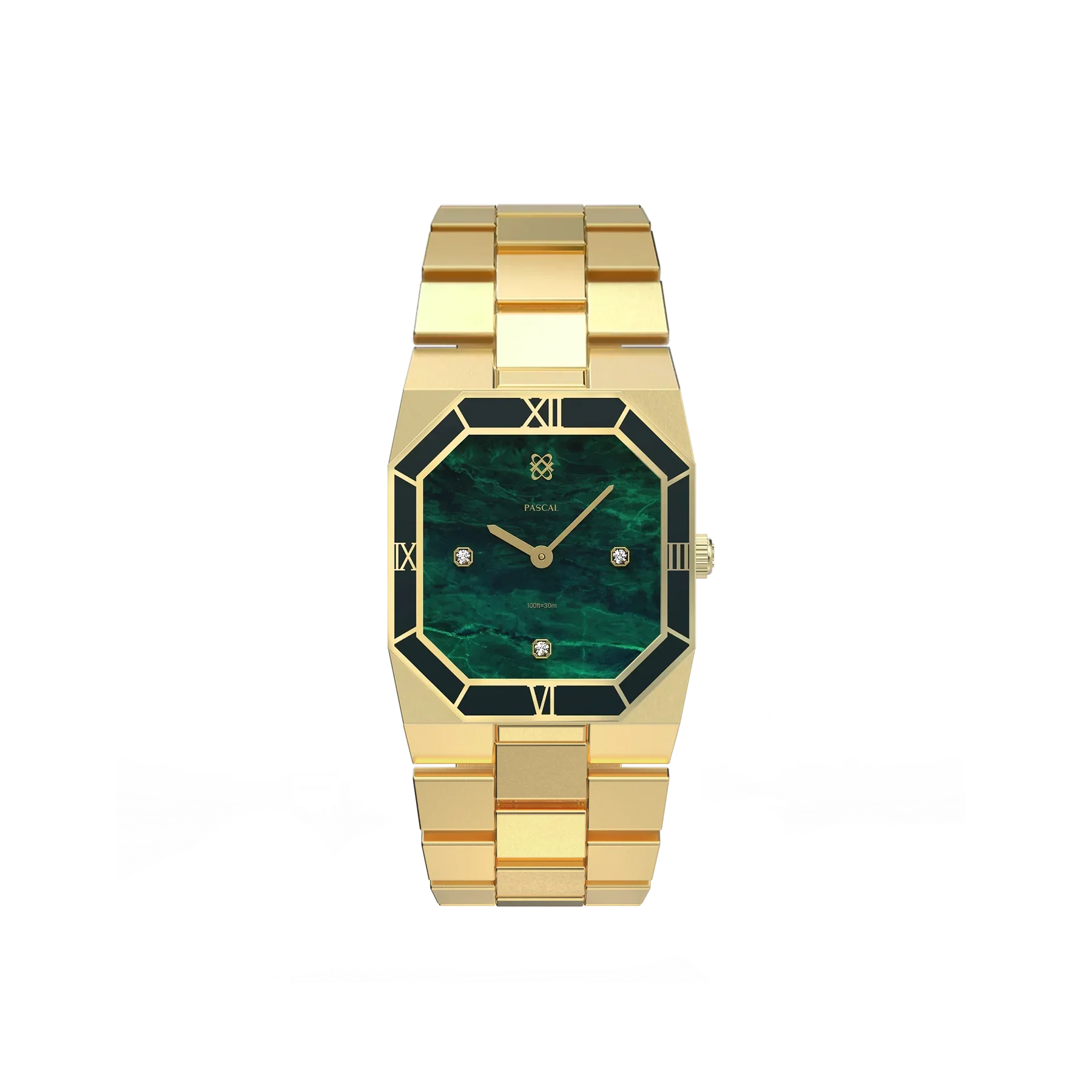 Octagonal Enamel Diamond Watch - Willow Whisper