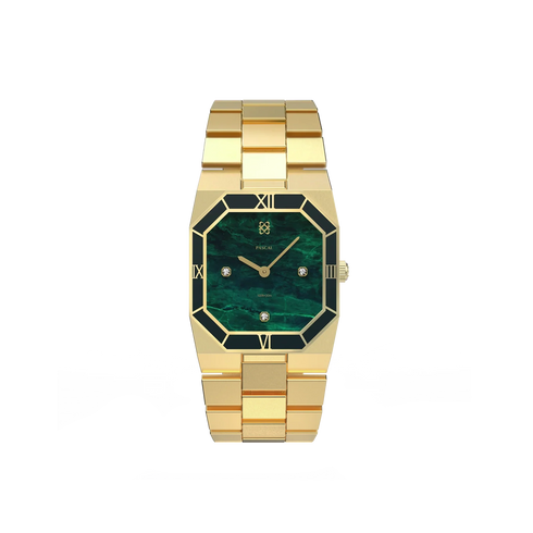 Octagonal Enamel Diamond Watch - Willow Whisper
