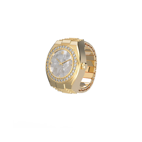 Luxe Classic Diamond Watch Ring - Checkered Mosaic
