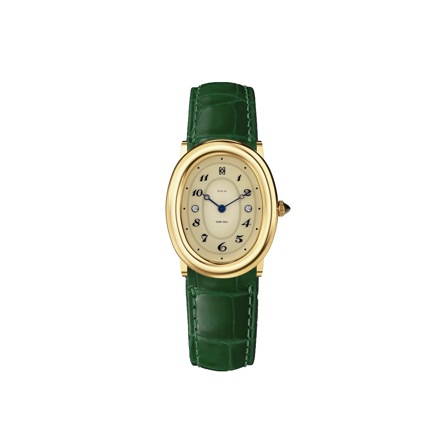 Oval Bubble Diamond Watch - Lush Green