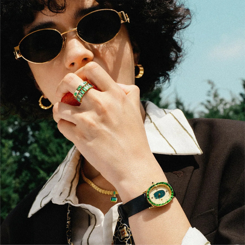 Oval Halo Diamond Watch - Greenery Crown