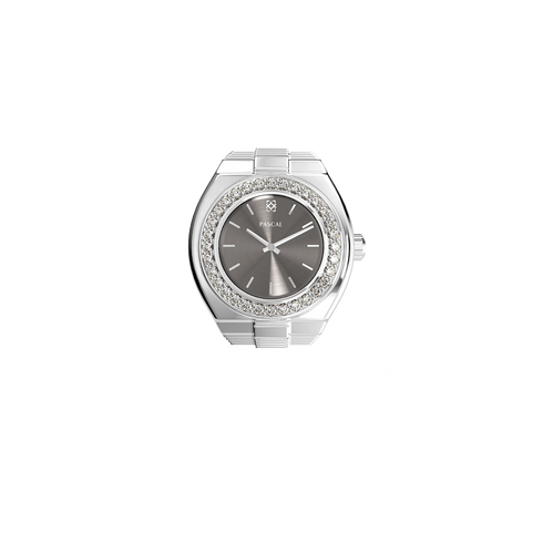 Luxe Classic Diamond Watch Ring - Silver Serenade